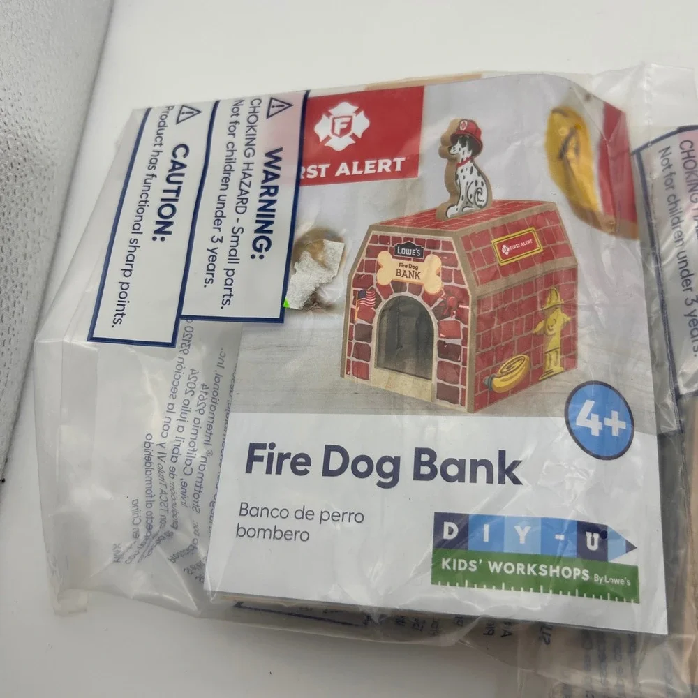 Lowe's DIY-U Kids Workshop Fire Dog Bank First Alert Wood Craft Kit 3 Pack NEW